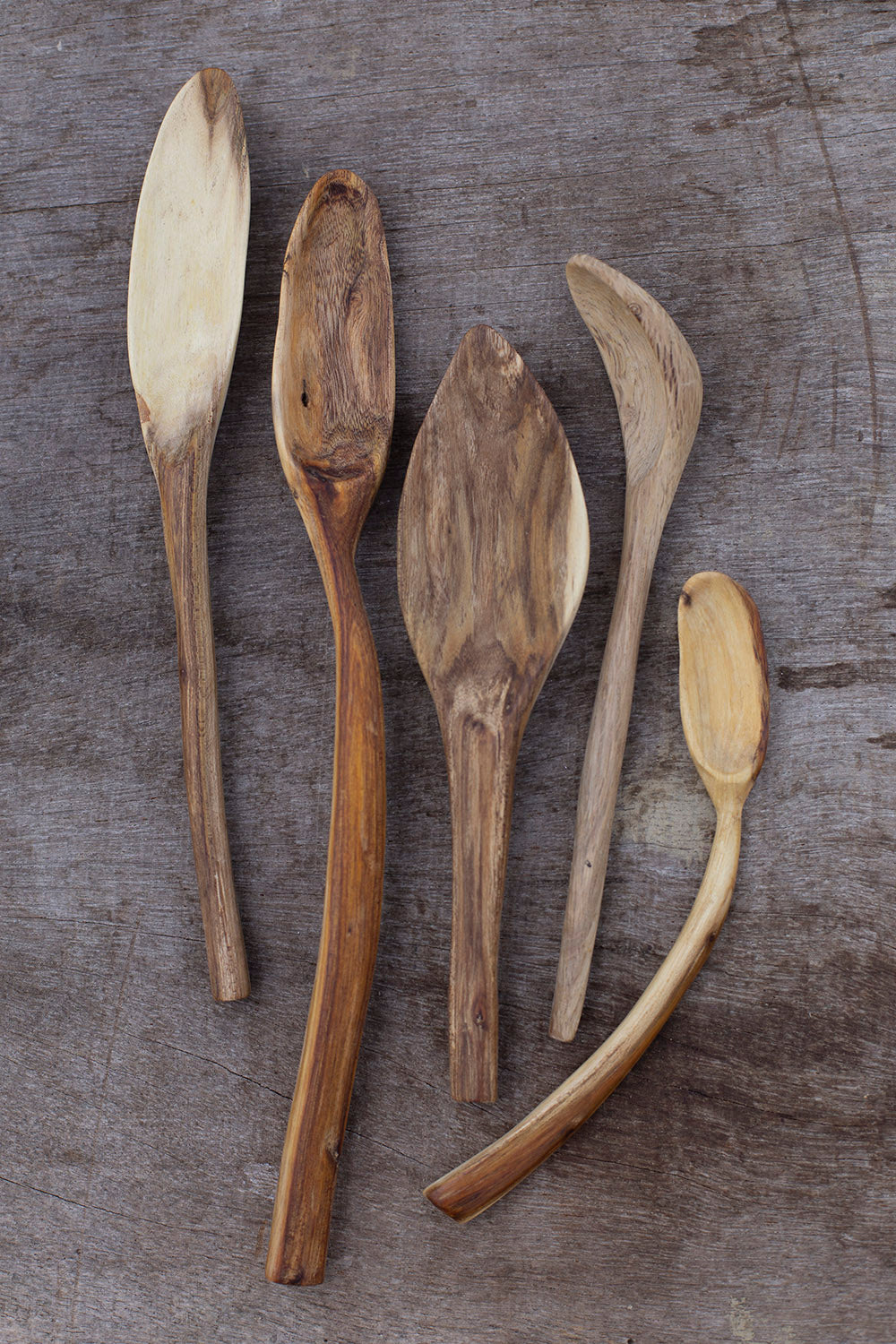 Family of 5 handcarved spoons