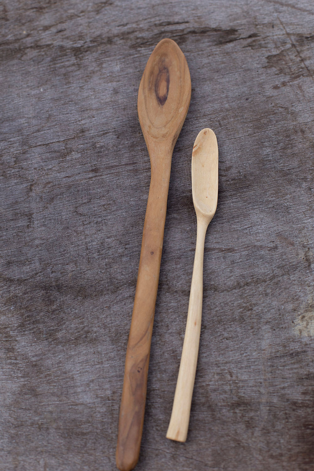 A set of two handcarved spoons